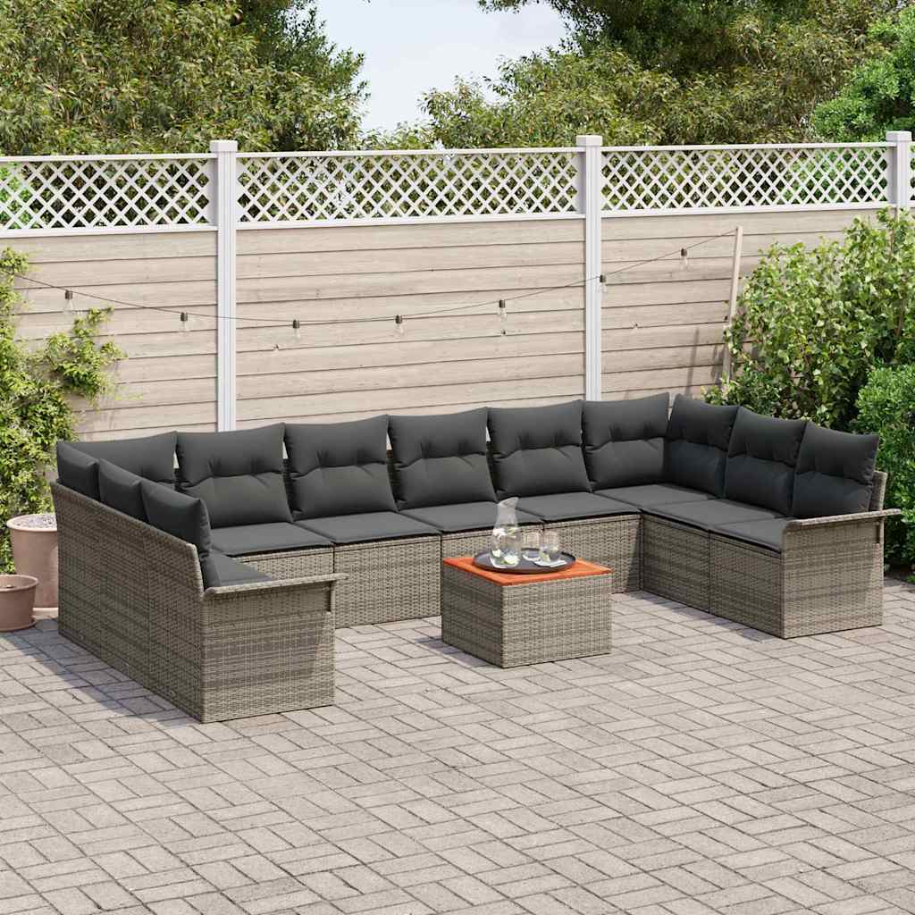 Garten-Sofa-Set mit Kissen 11 pcs Grau 55 x 55 x 37 cm
